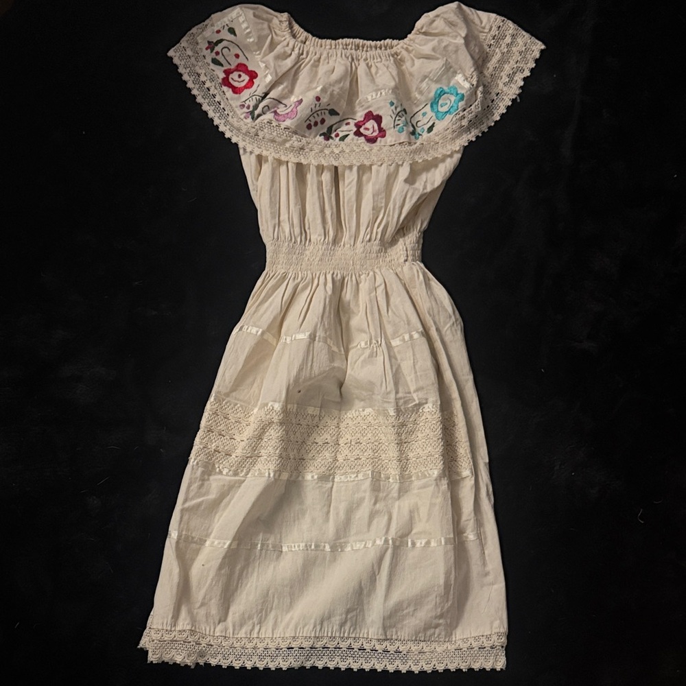 Elegant Cream Embroidered Dress